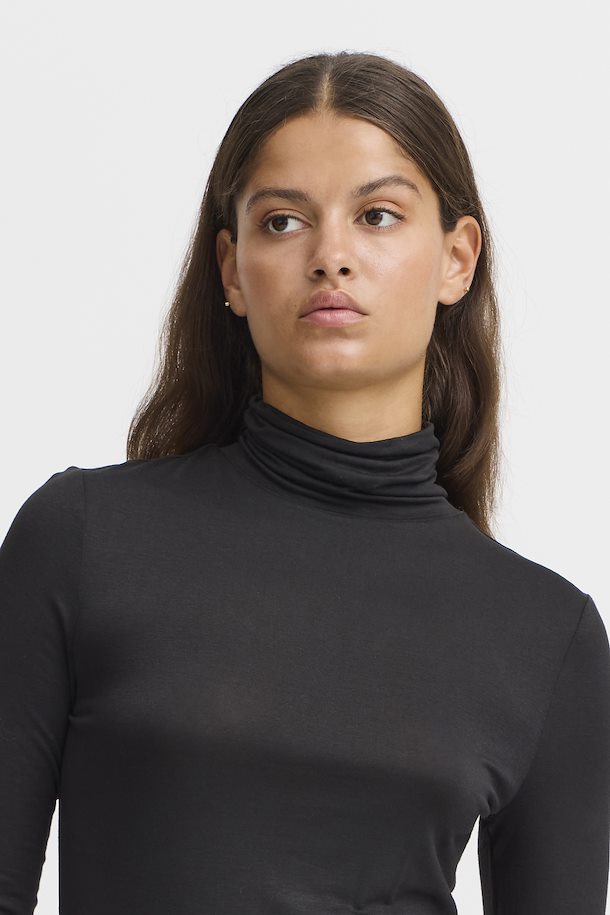 Luca Long Sleeve Mock Neck Top - Black