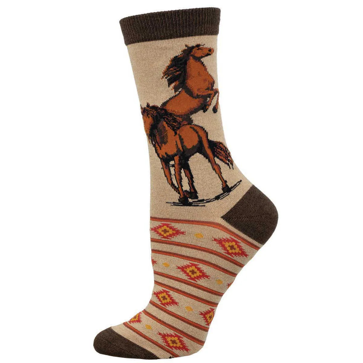 Ladies Bamboo Wild, Wild Horses Socks - Hemp