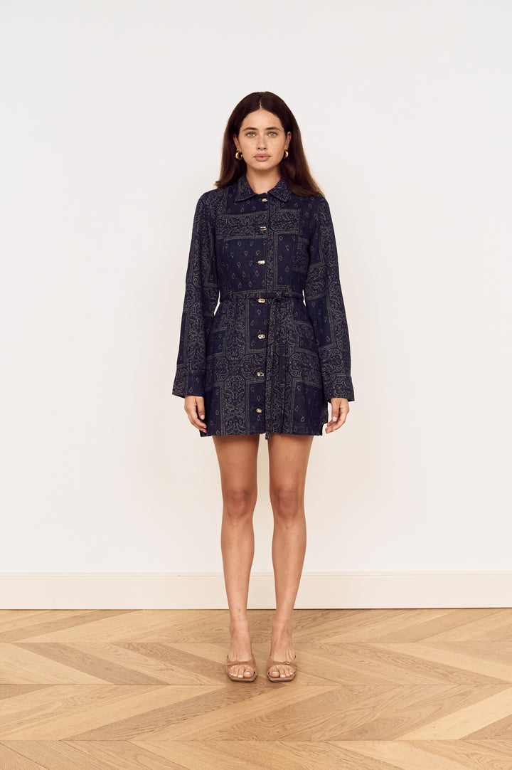 Delphi Jacquard Denim Dress - Indigo