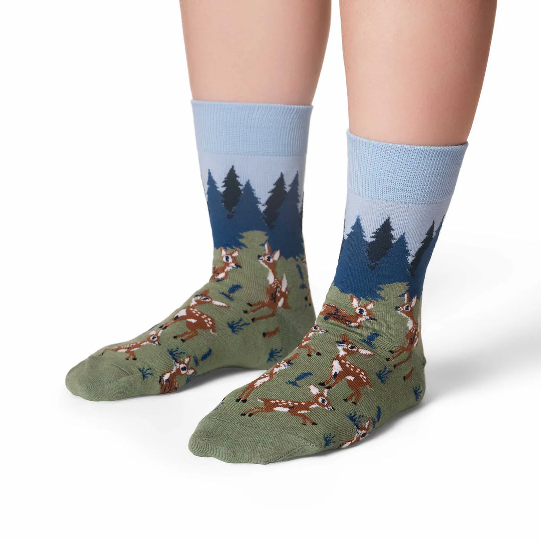 A pair of crew socks worn on a person&