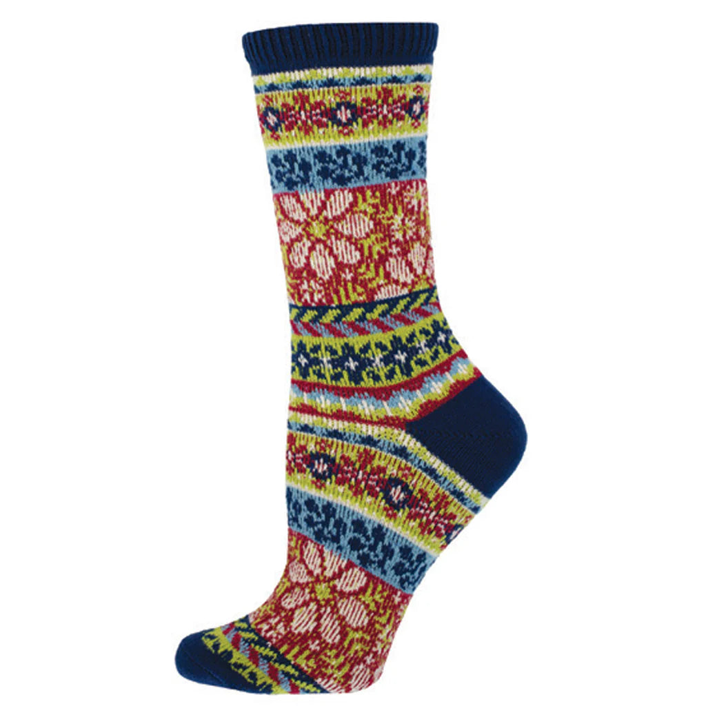 Ladies Comfortable In The Garden Sweater Socks - Red