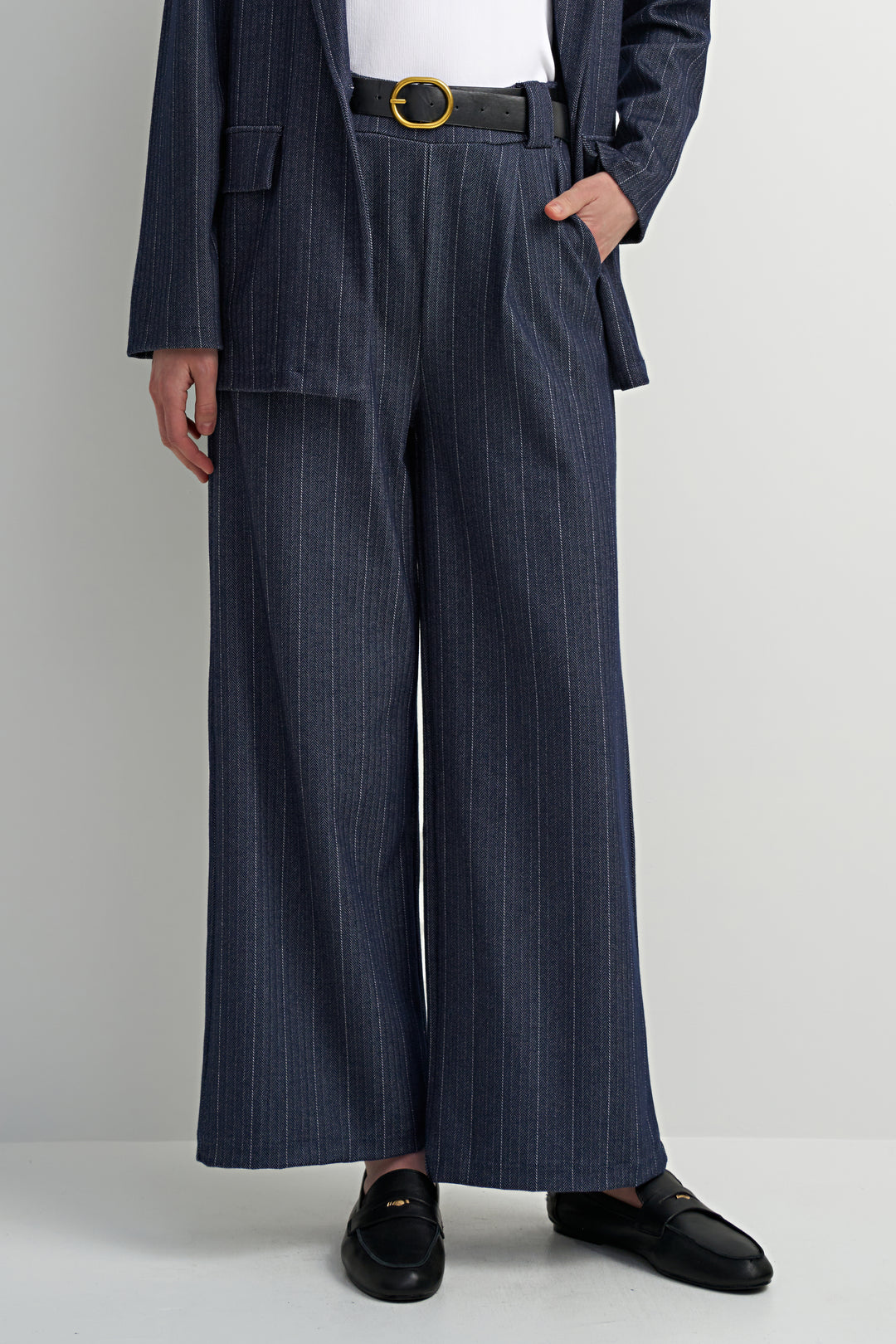 Striped Dress Pants - Navy