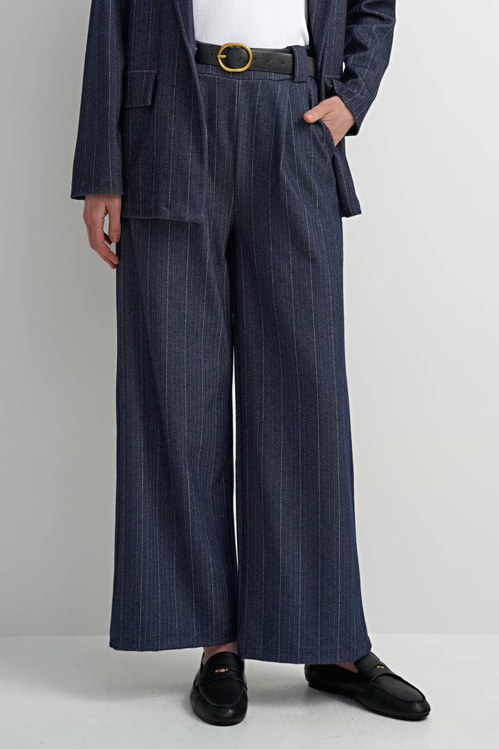 Striped Dress Pants - Navy