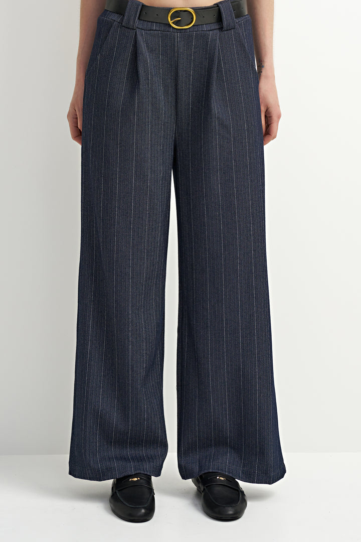 Striped Dress Pants - Navy