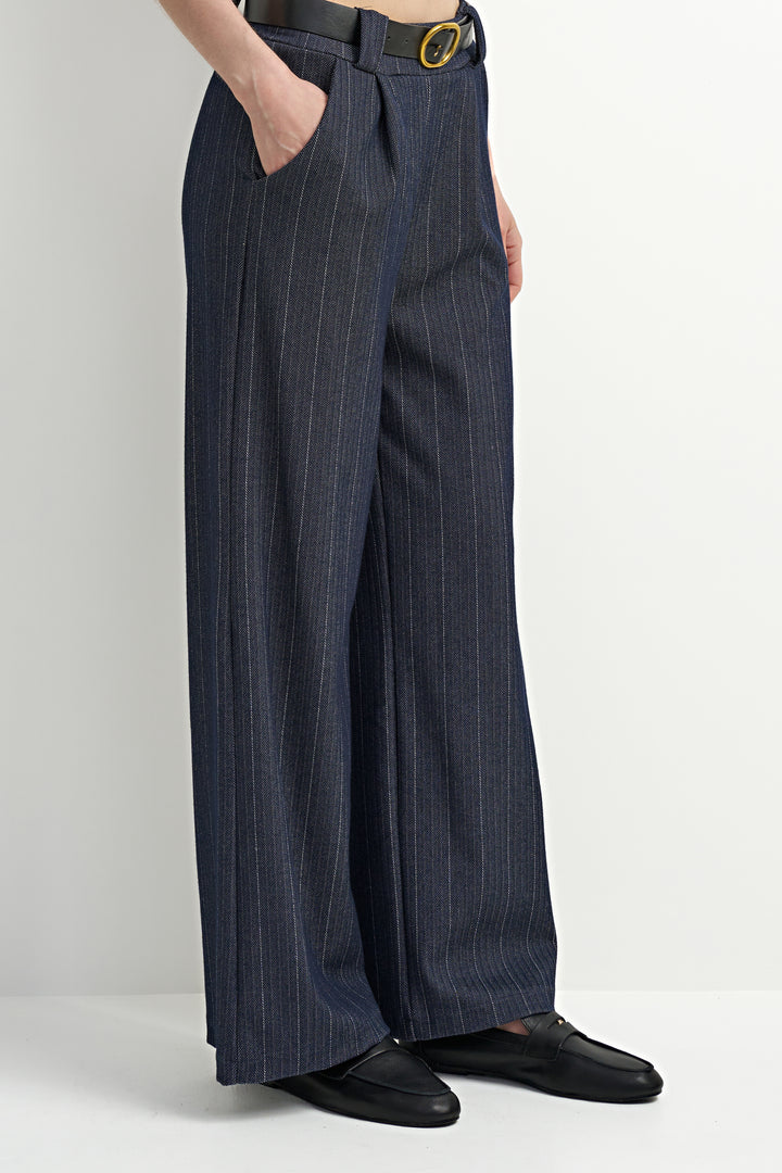 Striped Dress Pants - Navy