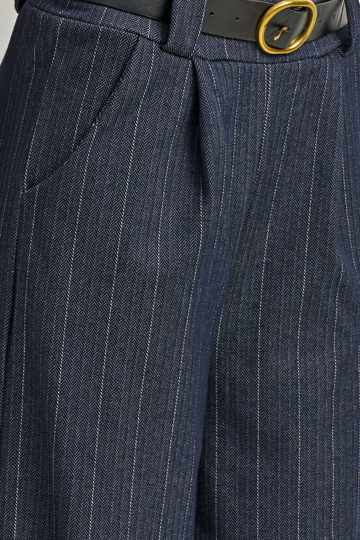 Striped Dress Pants - Navy