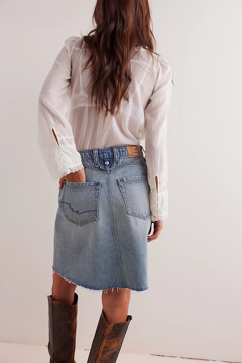 RESTOCKED! Suzy Denim Midi Skirt - Sun Stoned Blue