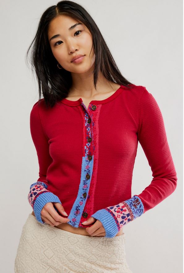 WTF NOA Cardigan - Crimson Combo