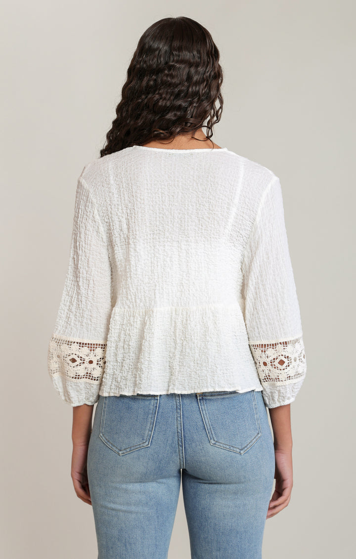 Crochet Trim Blouse - Ecru