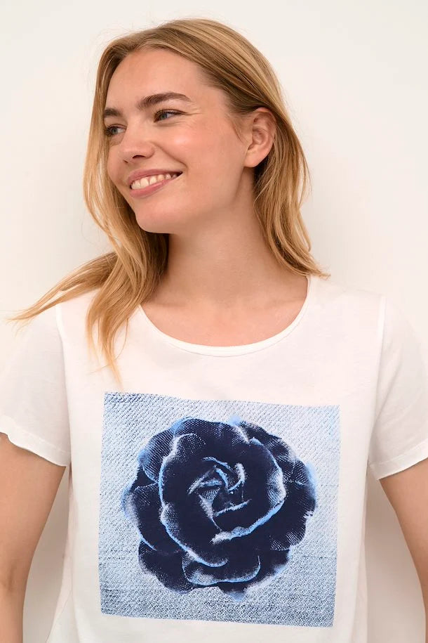 Karen T-Shirt - Snow White Denim Rose