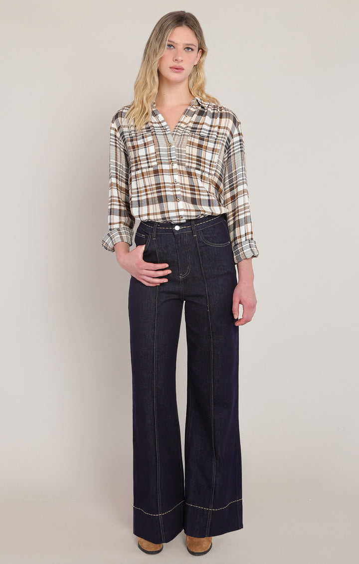 Plaid Shirt - Brown &amp; Navy Plaid