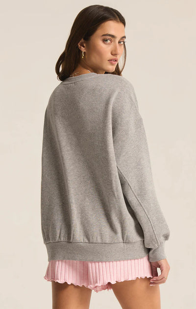 Oversized "Sunday" Sweatshirt - Heather Grey