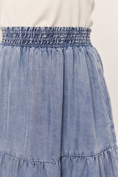 Washed Lyocell Skirt - Denim Blue