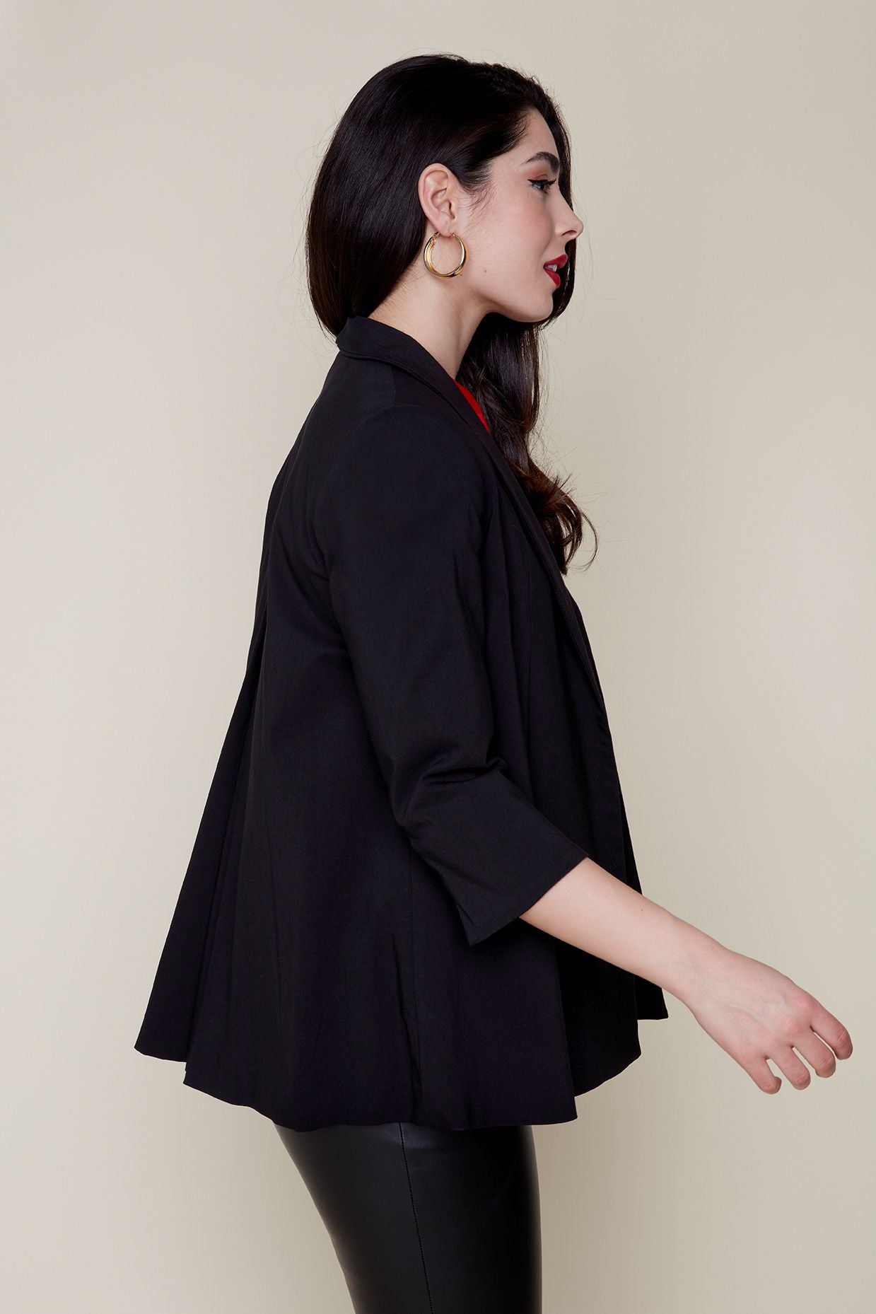 Classic Woven Open Blazer/Jacket - Black