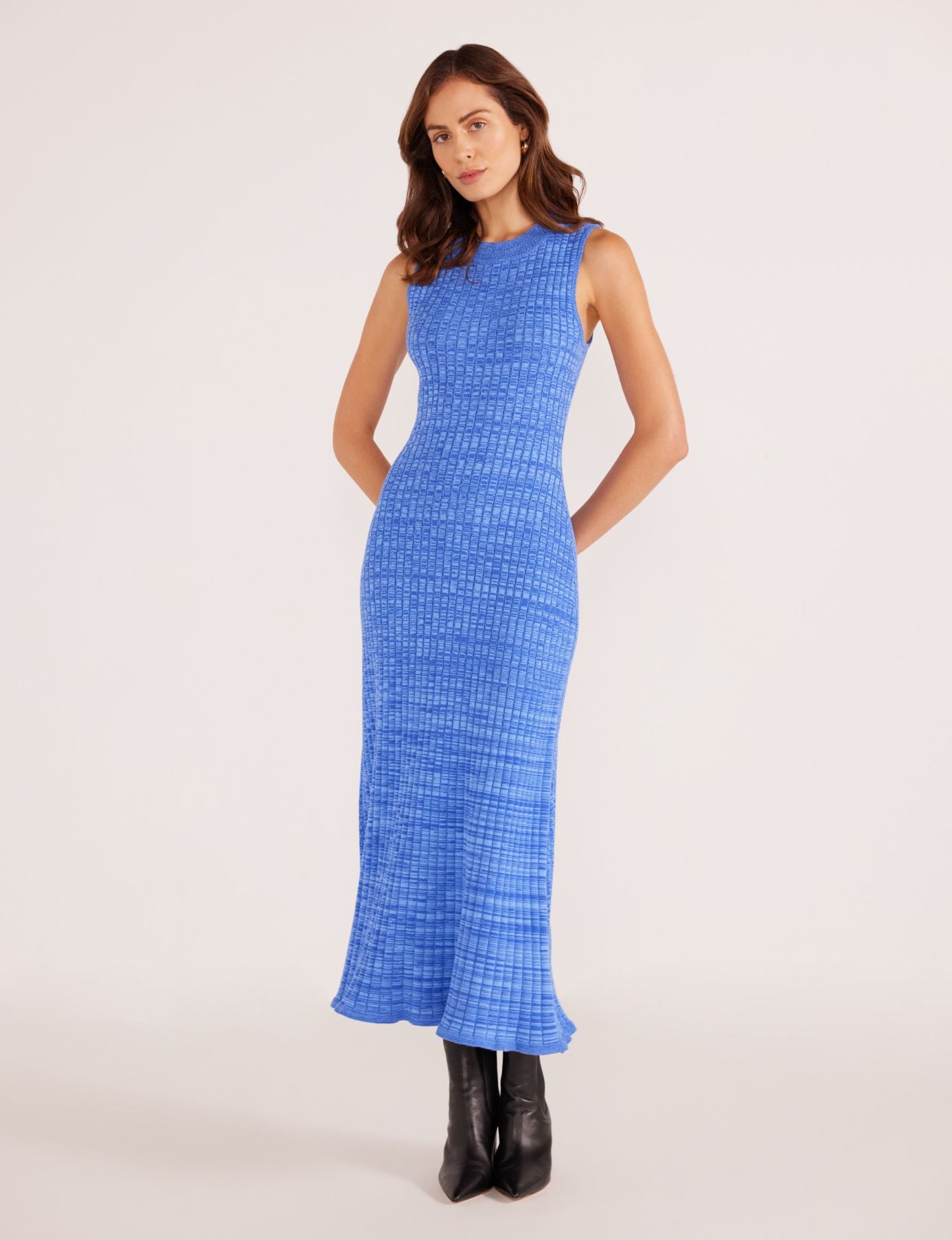 Harper Rib Knit Midi Dress - Saphire Blue