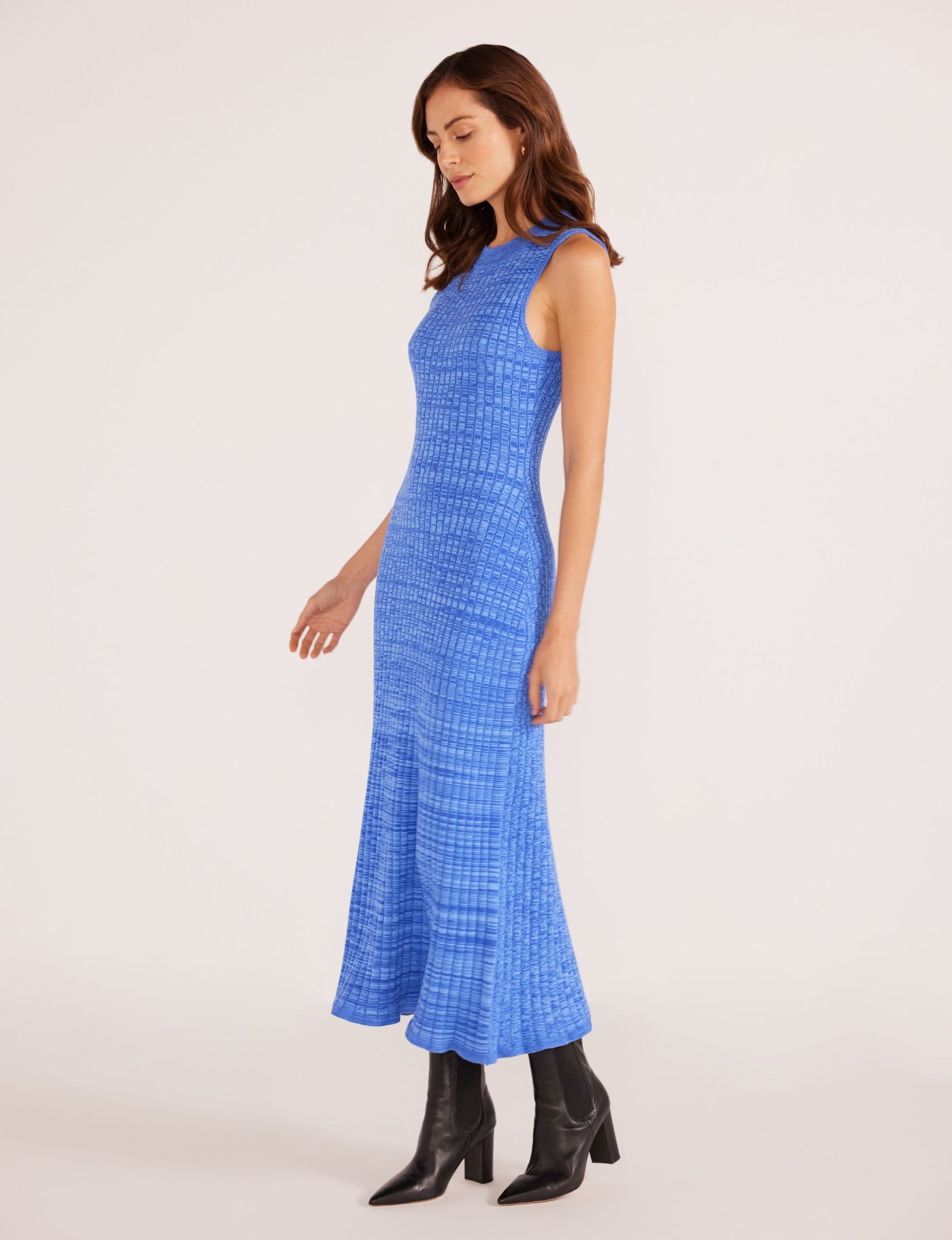 Harper Rib Knit Midi Dress - Saphire Blue