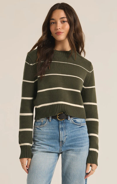 Milan Striped Sweater - Grape Leaf