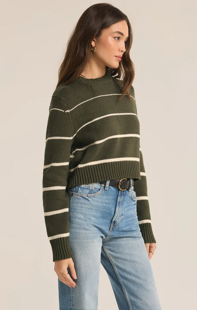 Milan Striped Sweater - Grape Leaf