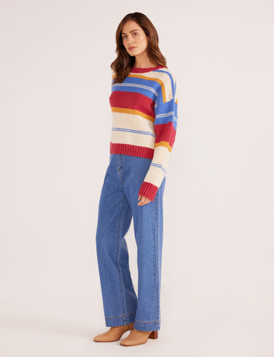 Dallas Knit Sweater - Burgundy Stripe