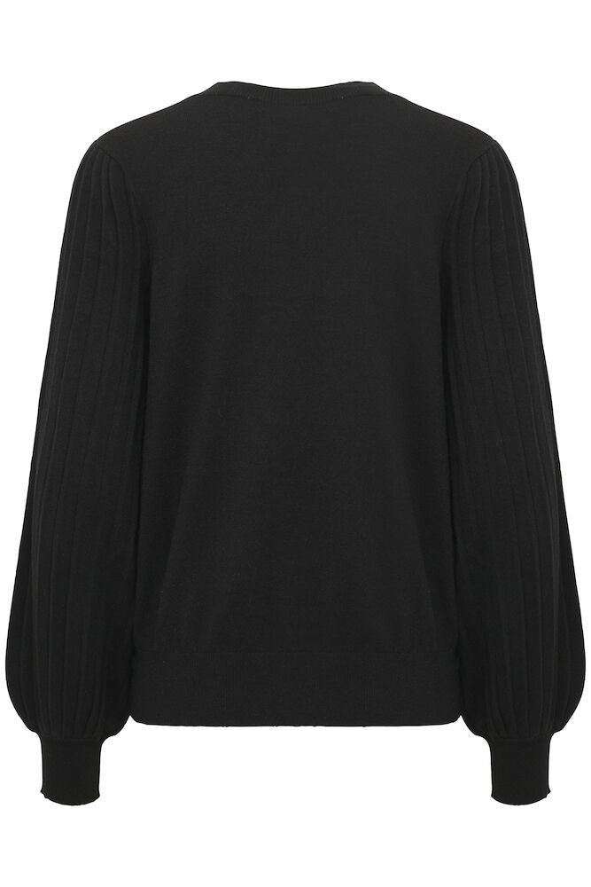 Black blouse with long sleeves on a white background