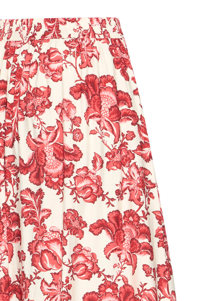 Red floral pattern on a white background