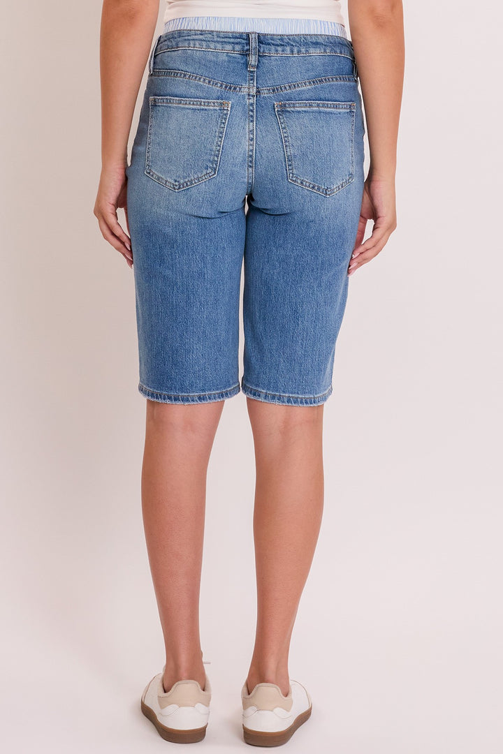 Mid Rise Short With Removable Boxer Waist - Medium Wash