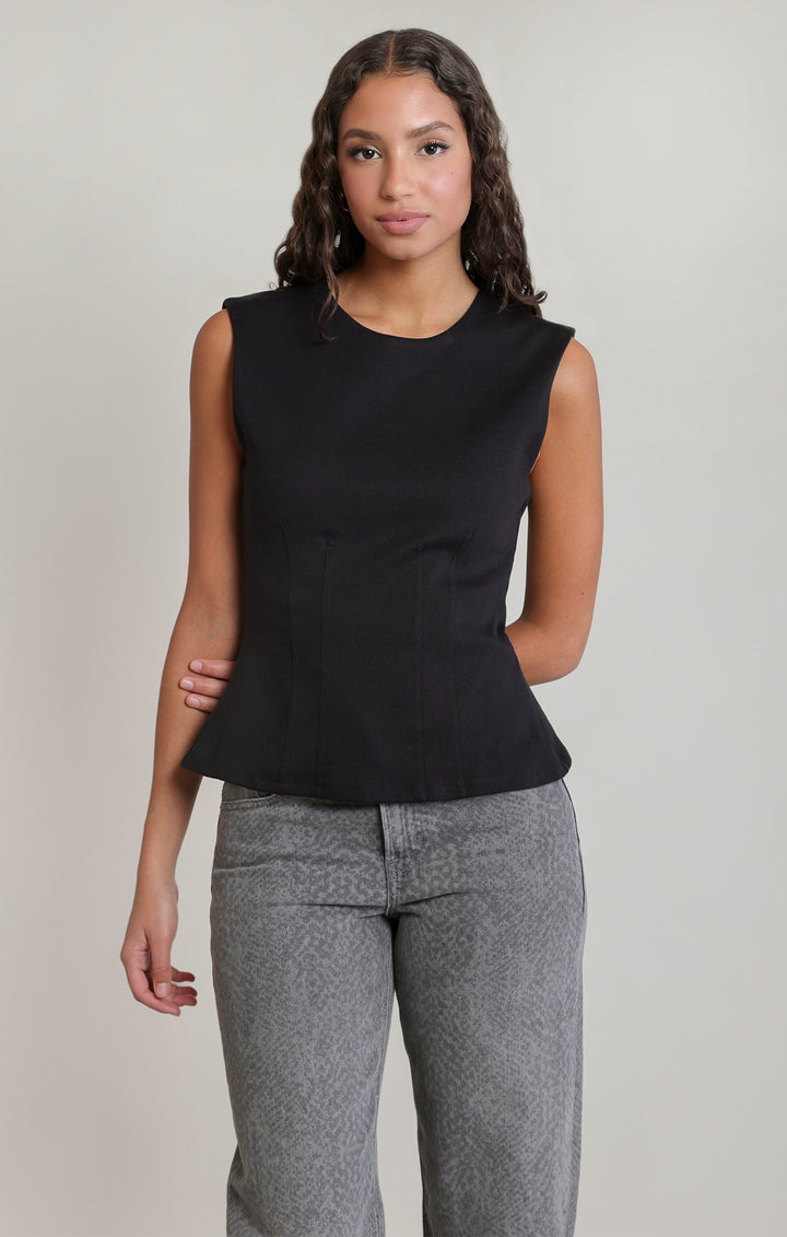Cinch Waist Tank - Black