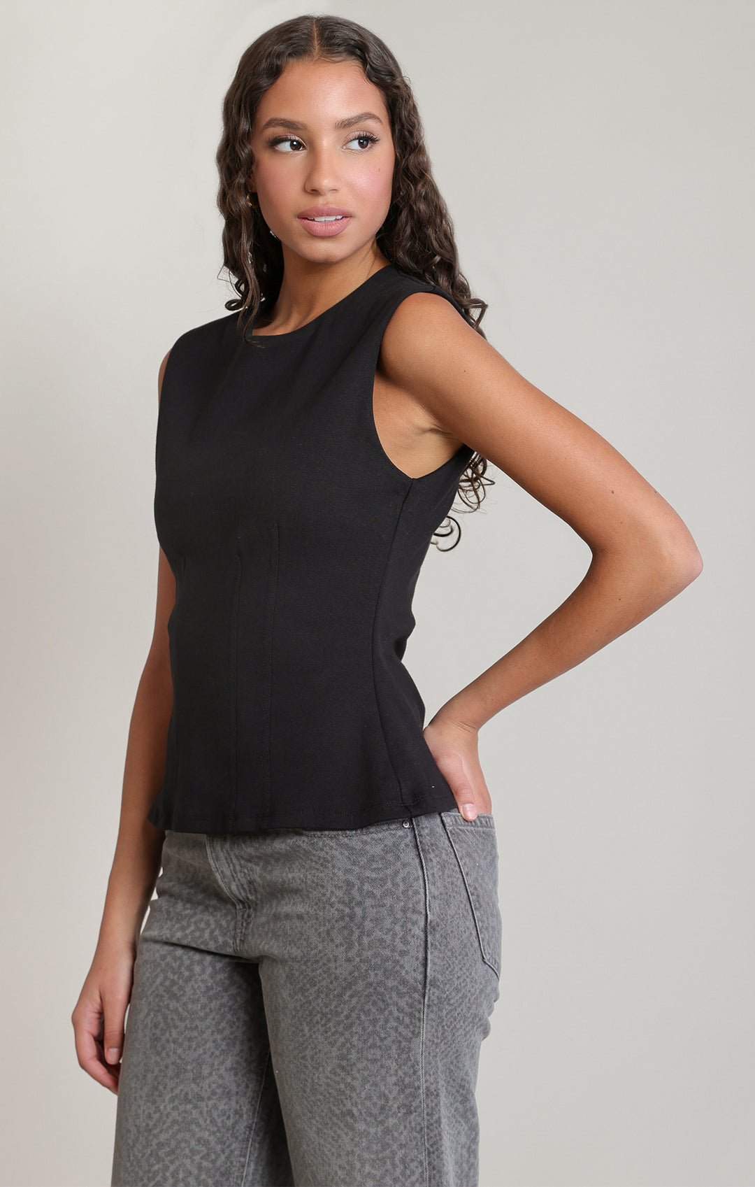 Cinch Waist Tank - Black
