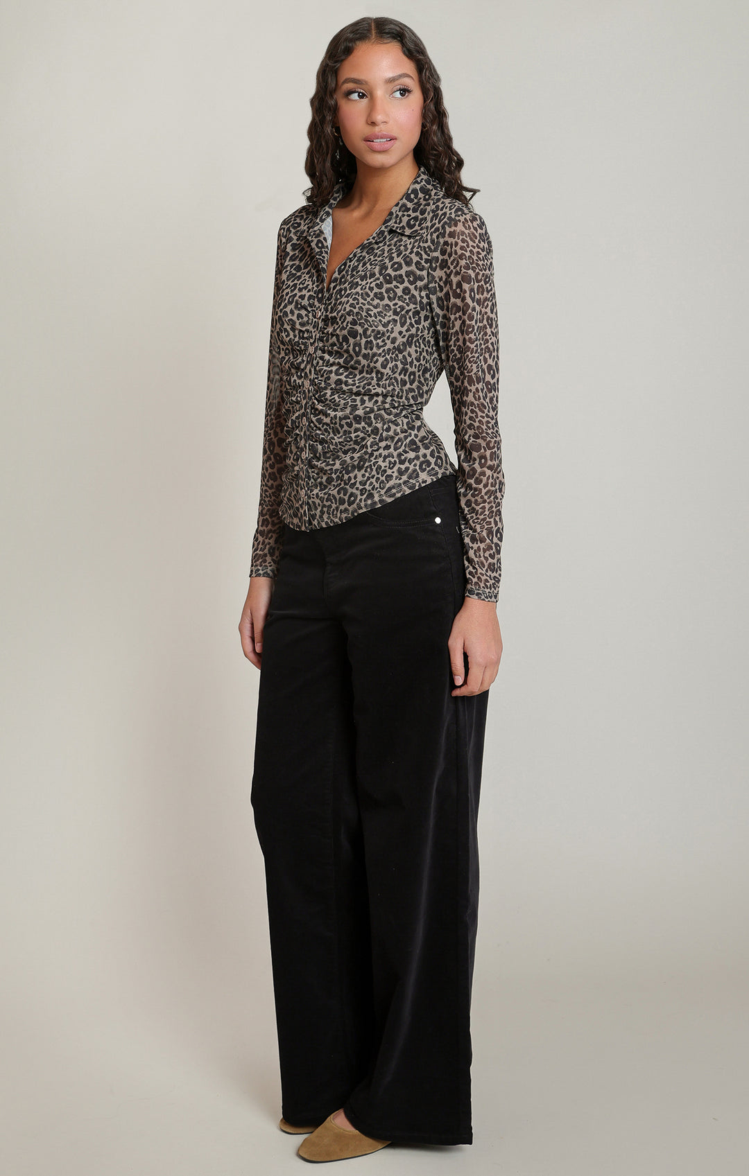 Leopard Mesh Shirt - Leopard Brown