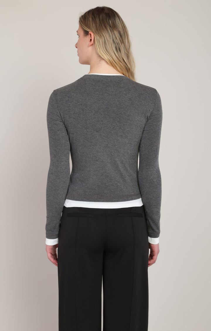 Layered Look Top - Charcoal Heather