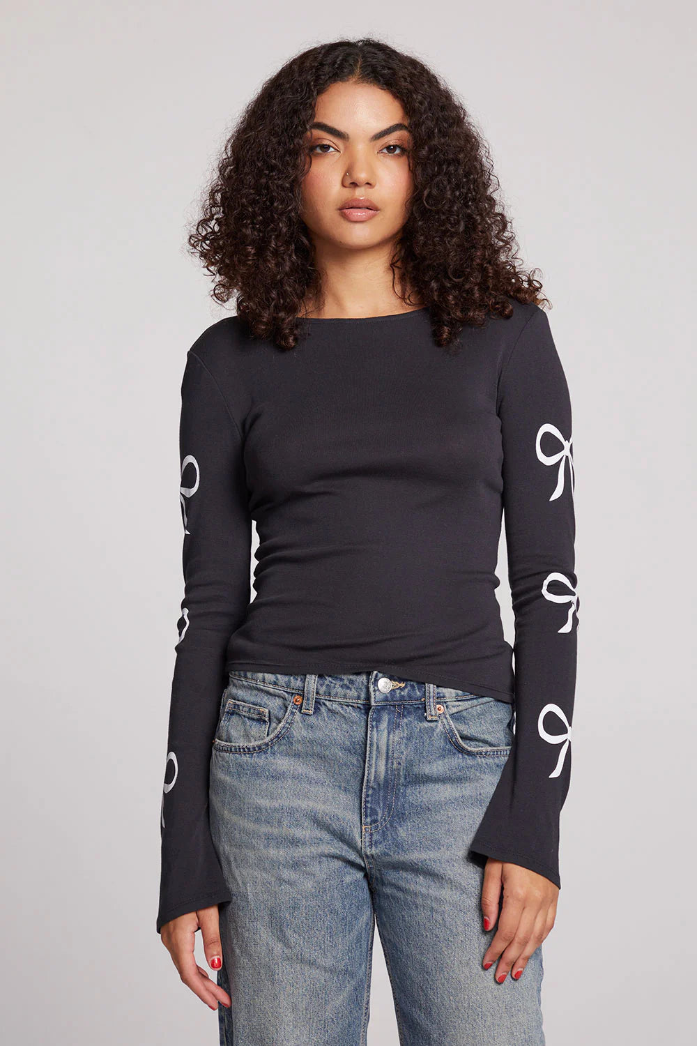 Love Bows Long Sleeve Top - True Black