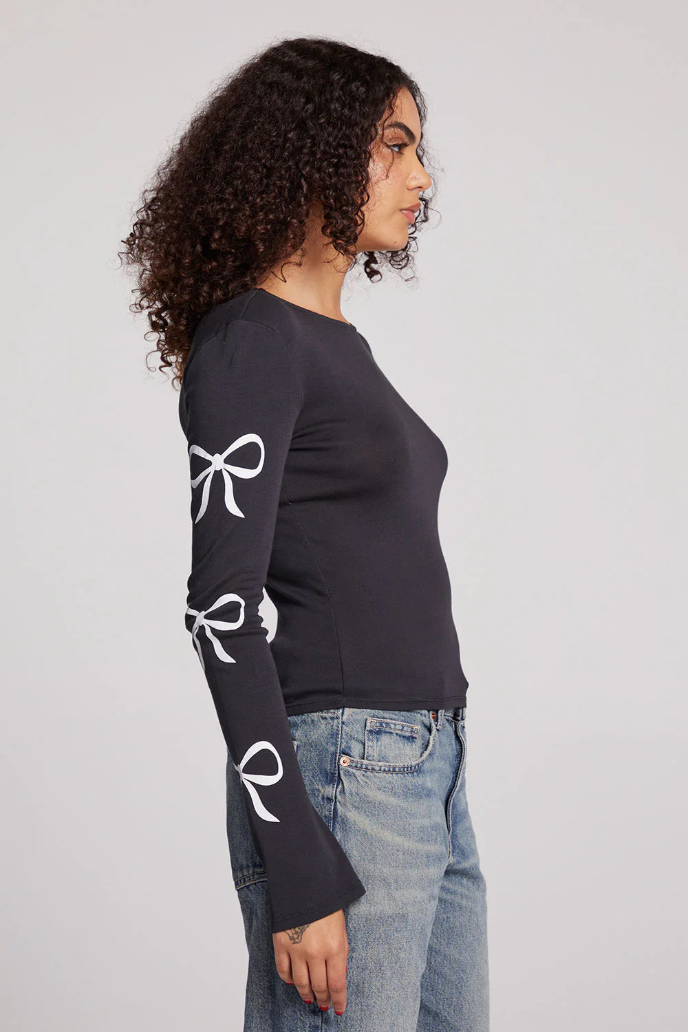 Love Bows Long Sleeve Top - True Black