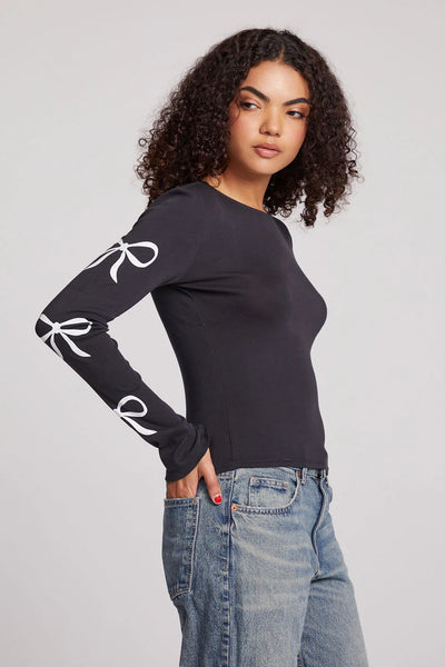 Love Bows Long Sleeve Top - True Black