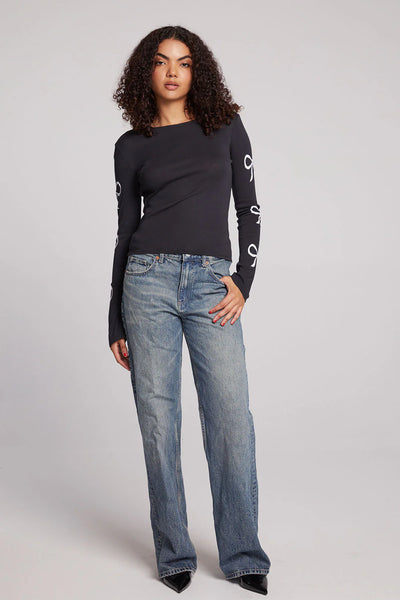 Love Bows Long Sleeve Top - True Black