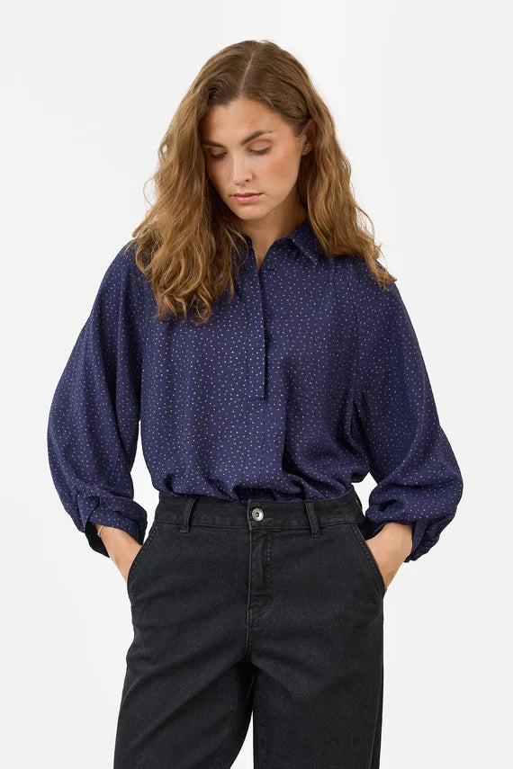 Printed Dots Long Sleeve Top - Violet