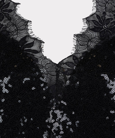 Black singlet sequin lace top