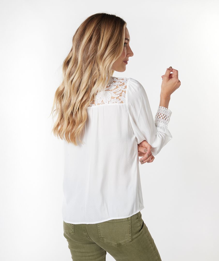 Lace Jacuard Blouse - Off White