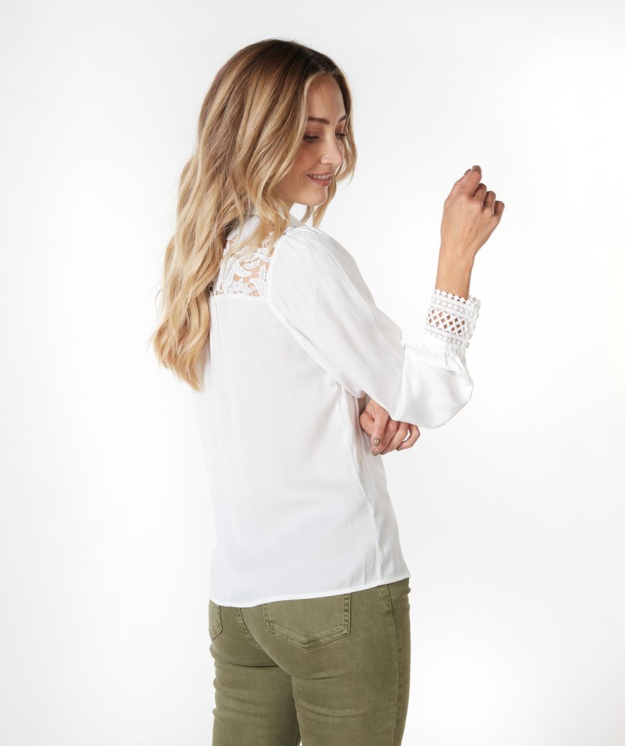Lace Jacuard Blouse - Off White