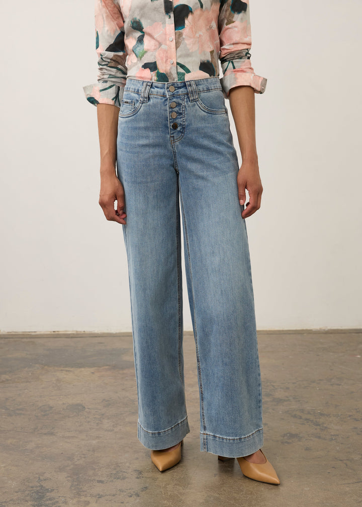 Olivia Wide Leg Denim - Medium Blue