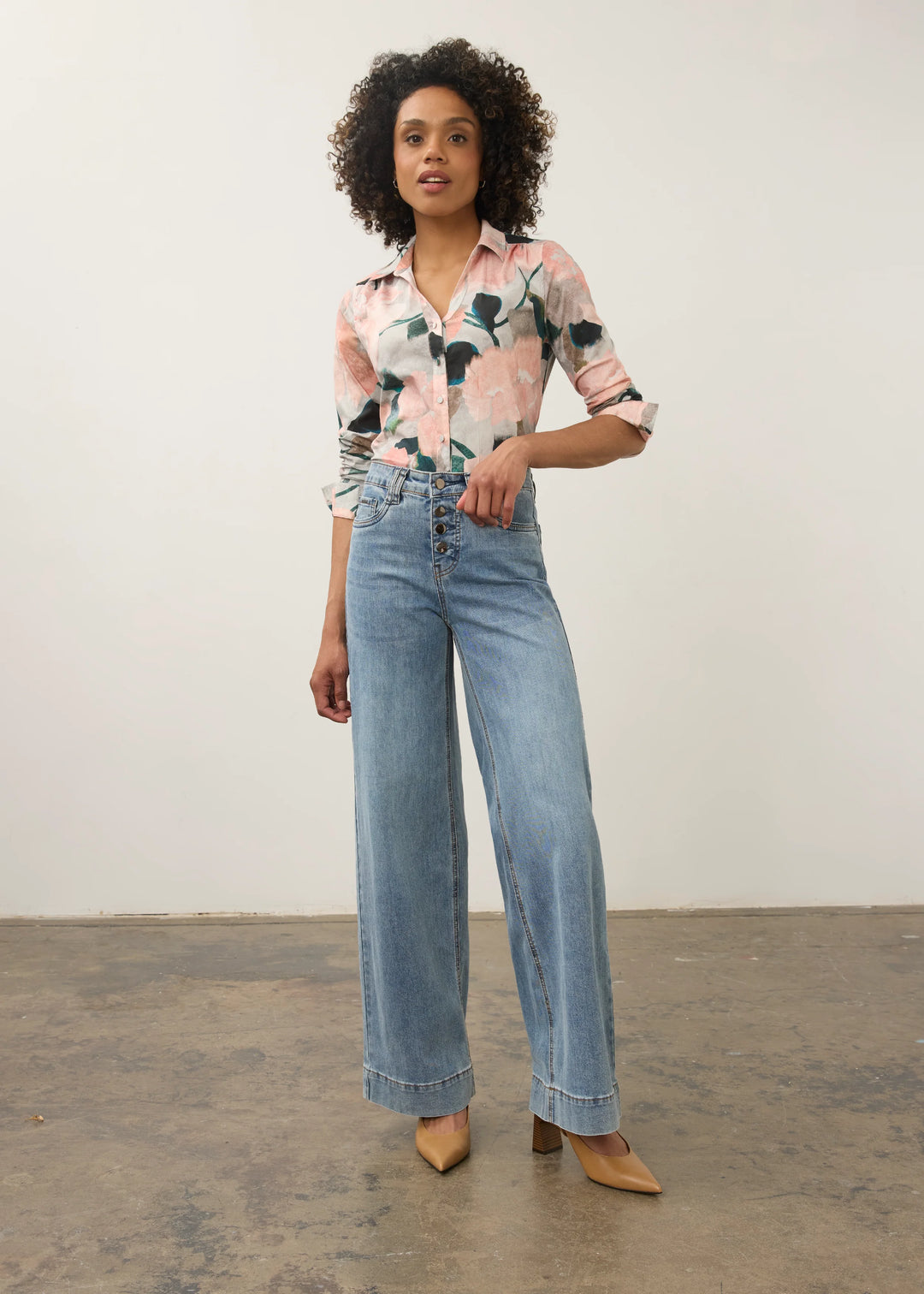 Olivia Wide Leg Denim - Medium Blue