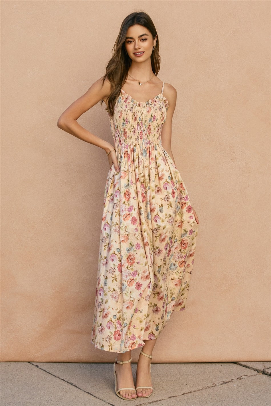 slim fit dress slacks Steve Madden Women's Smocked Fit & Flare Lotty Dress - Black