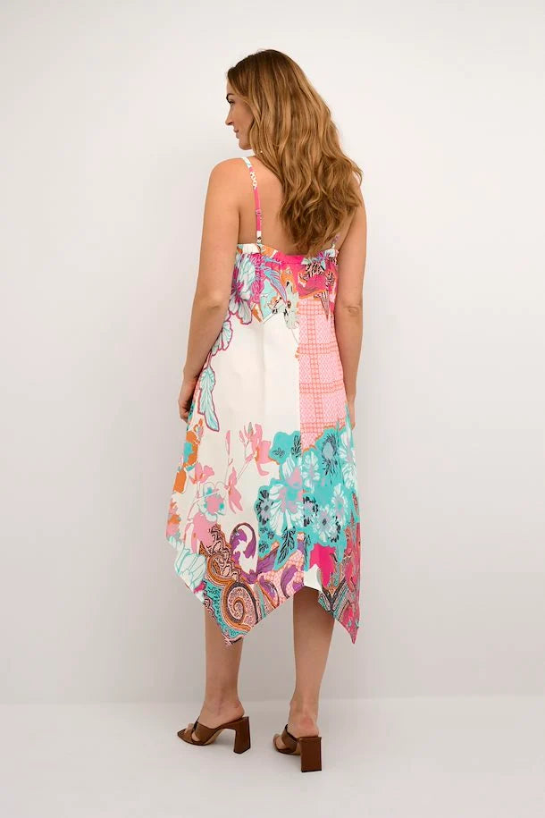 Daisy Scarf Strap A Shape Midi Dress - Scarf Print