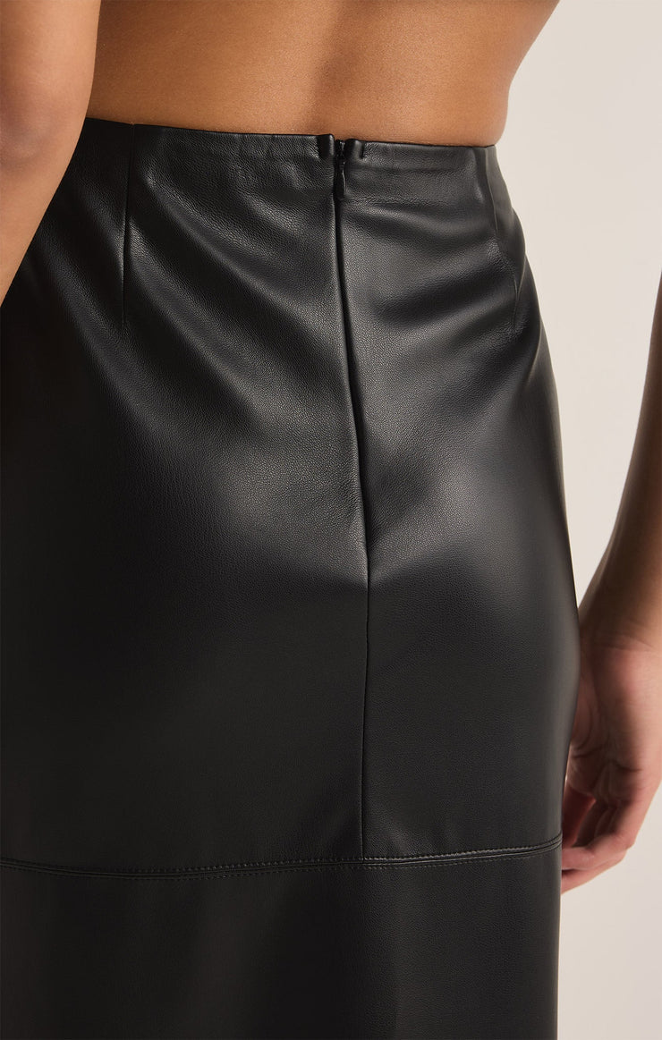 Metropolitan Faux Leather Midi Skirt - Black