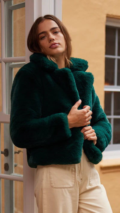 Naomi Faux Fur Jacket (Dark Green)