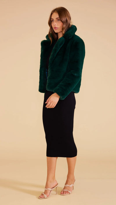 Naomi Faux Fur Jacket (Dark Green)
