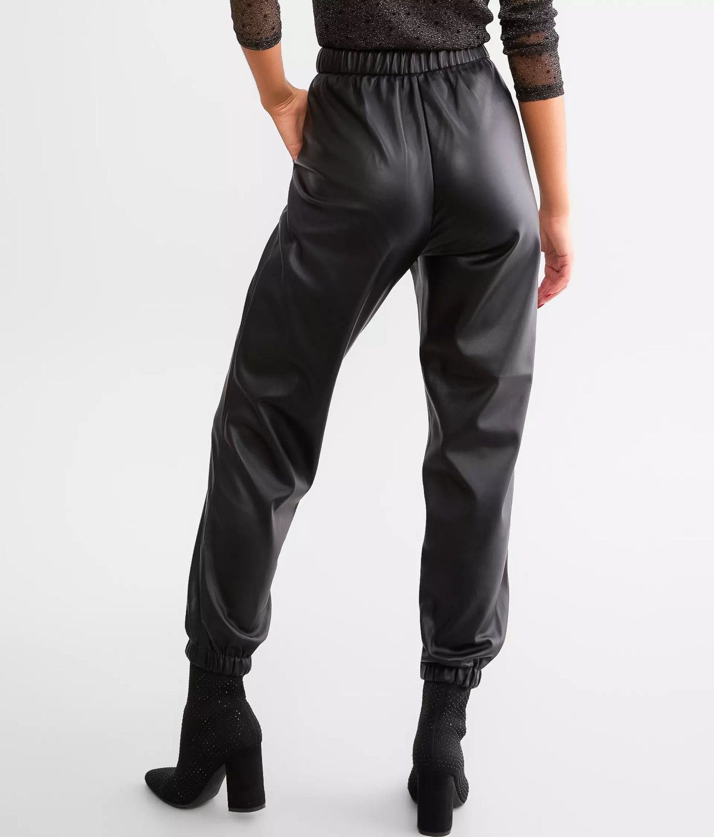 Lenora Faux Leather Joggers Black