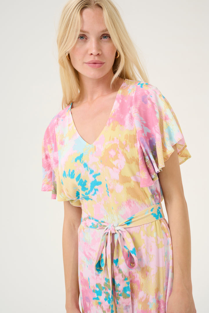Andrea Maxi Dress - Yellow-Pink Abstract