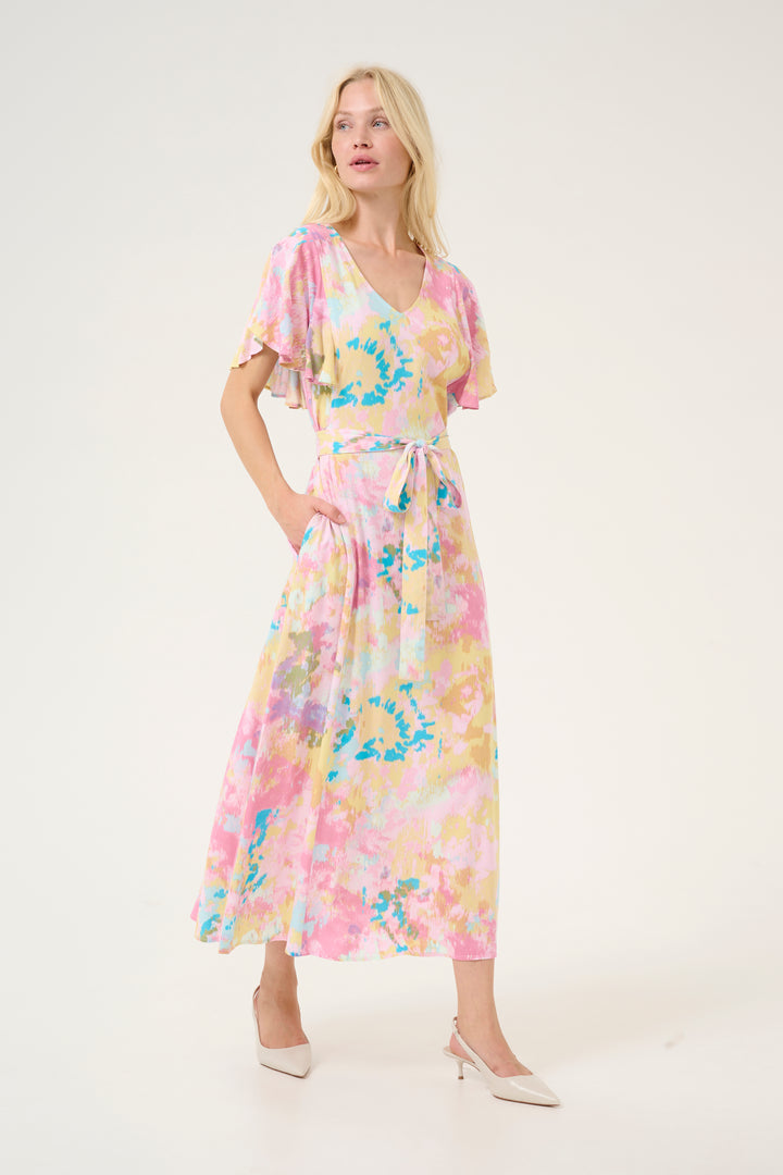 Andrea Maxi Dress - Yellow-Pink Abstract