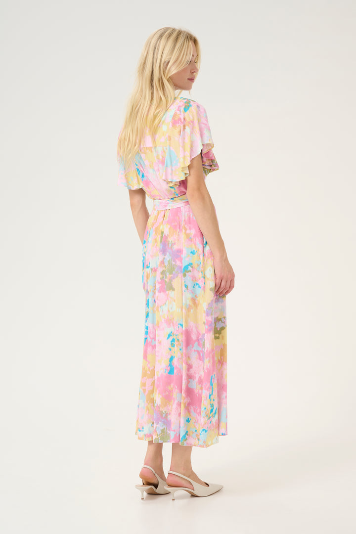 Andrea Maxi Dress - Yellow-Pink Abstract