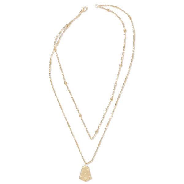 Two gold necklaces on a white background